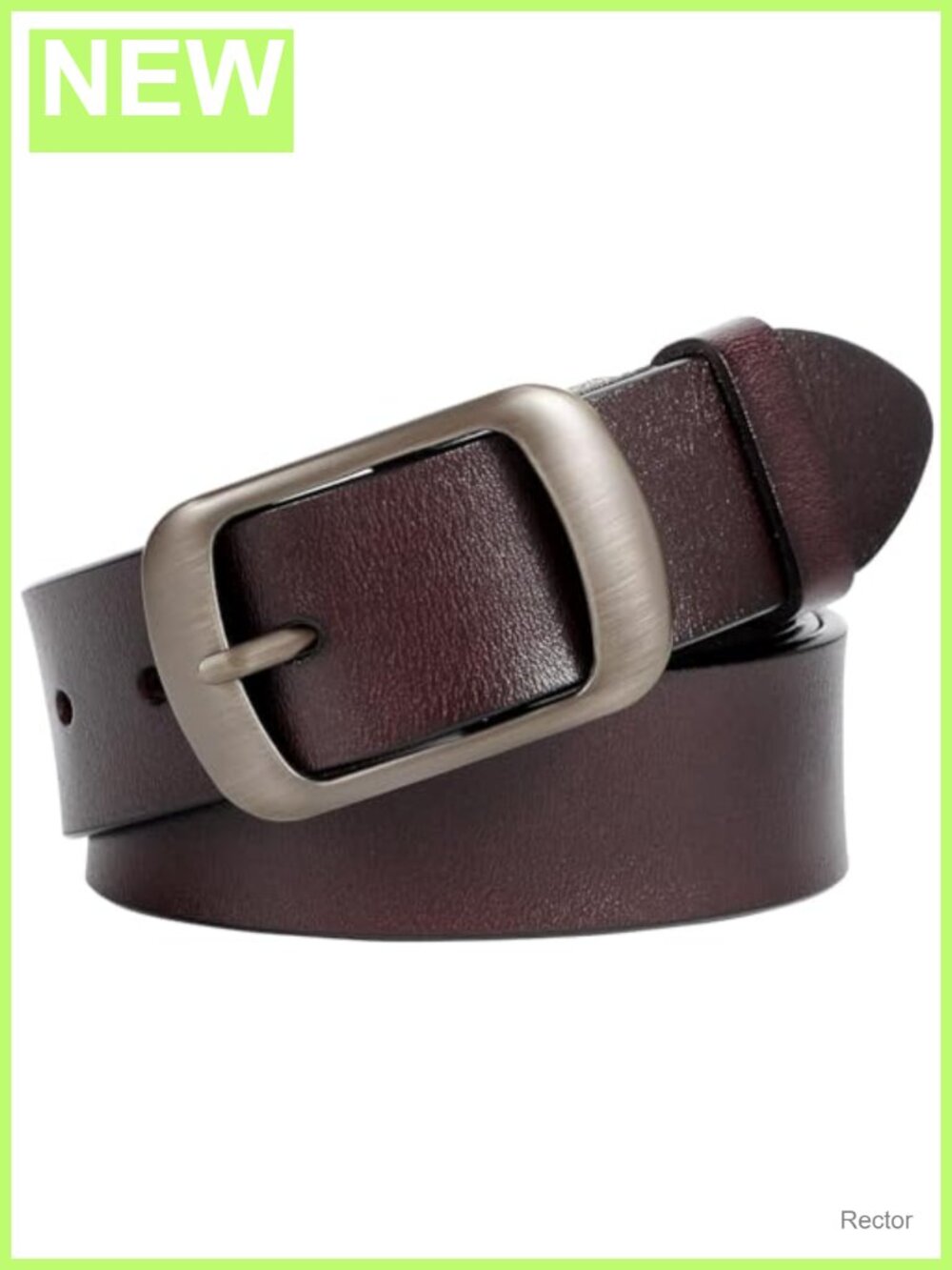 Genuine Leather Belt with Metal Pin Buckle for Women